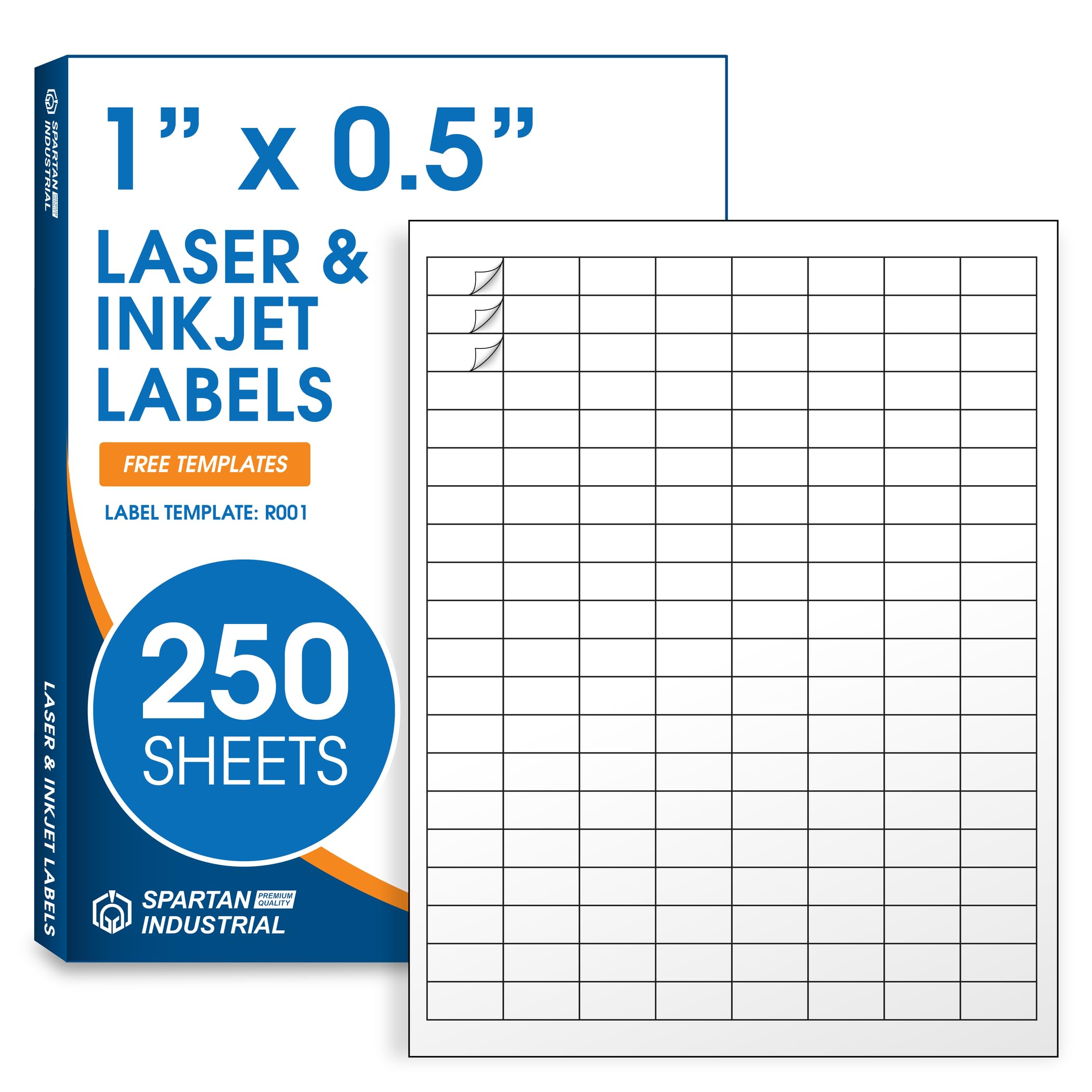 1" X 0.5" Matte White Printable Labels for Inkjet and Laser Printers - 250 Sheets, 40000 Custom Stickers for Address Labels, Price Tags, Barcodes,