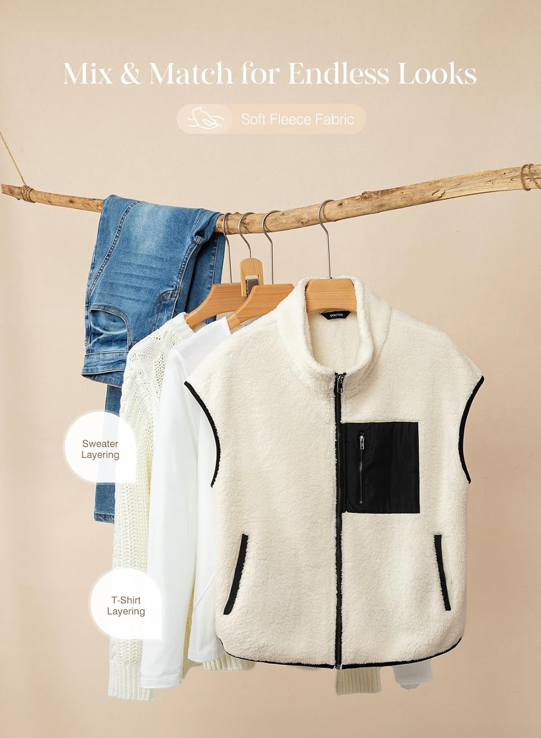 Dokotoo Womens Fleece Jacket Vest Sleeveless Fuzzy Sherpa Jackets Zip Up Oversized Casual Coats Fall Winter Womens Tops 2025 - Image 4