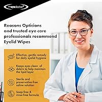 Vista 4 de The Eye Doctor Toallitas biodegradables para párpados, 20 toallitas de limpieza de ojos de un solo uso para el cuidado diario de la tapa, limpiador