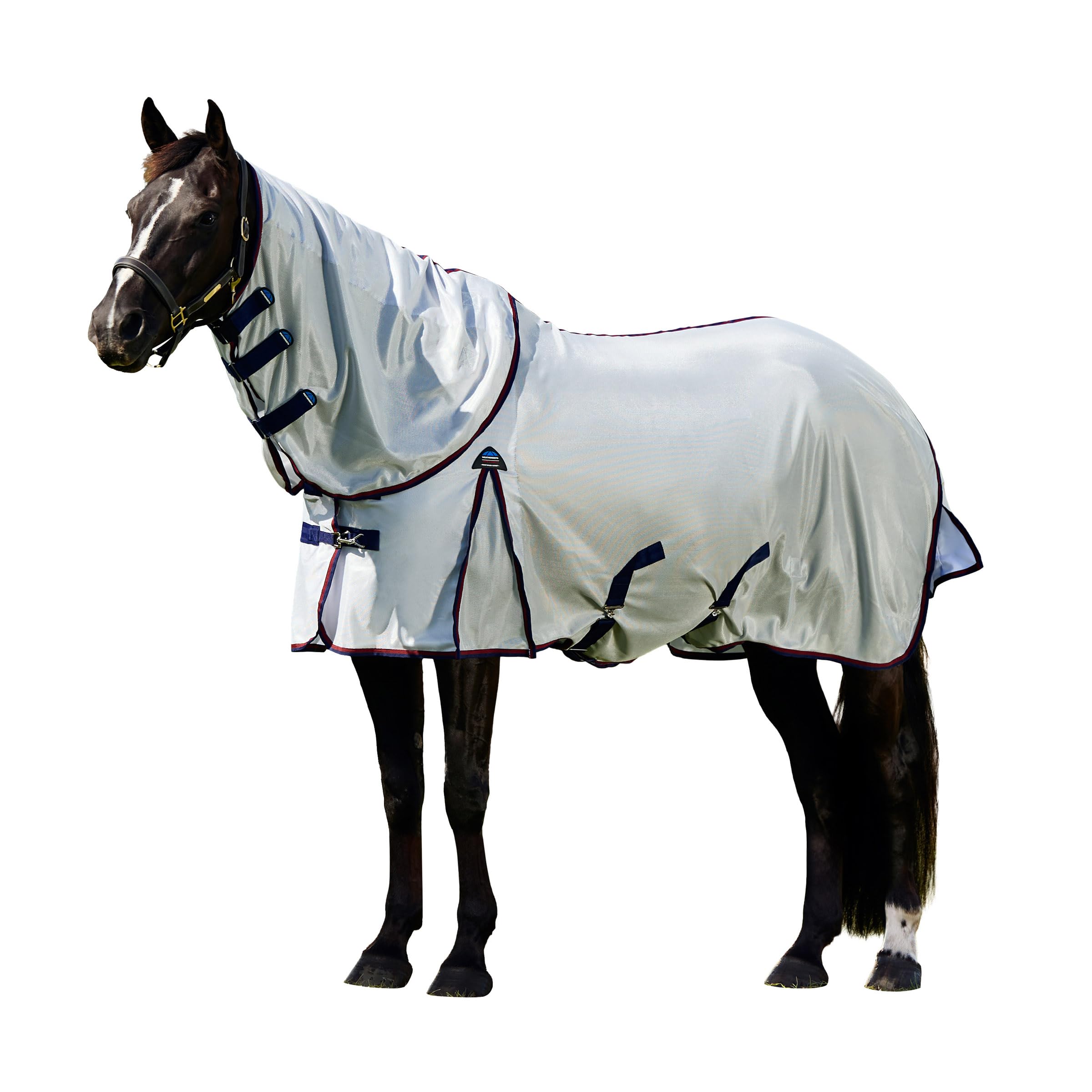 WeatherBeeta ComFiTec Airflow Fly Sheet Detach-A-Neck, Grey/Navy/Burgundy, 4'3