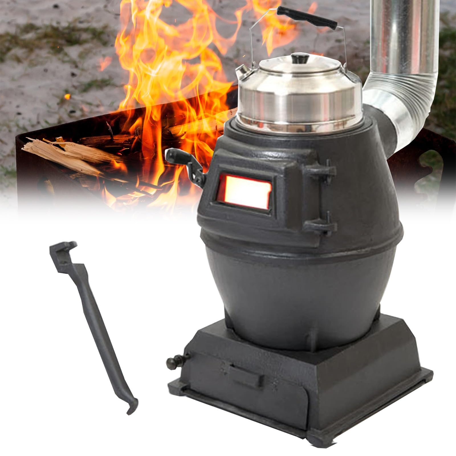 Poêle à bois en fonte mini réchaud à charbon de camping portable pour extérieur