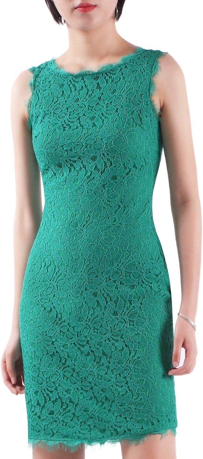 Alisapan Women's Short Crochet Lace Cocktail Party Dress 10 Emerald