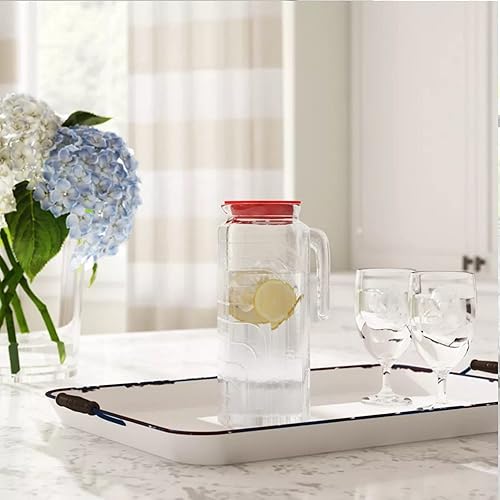 Miniatura 6 de Bormioli Rocco Gelo Glass - Jarra de vidrio de 1,2 litros con tapa blanca, juego de 2