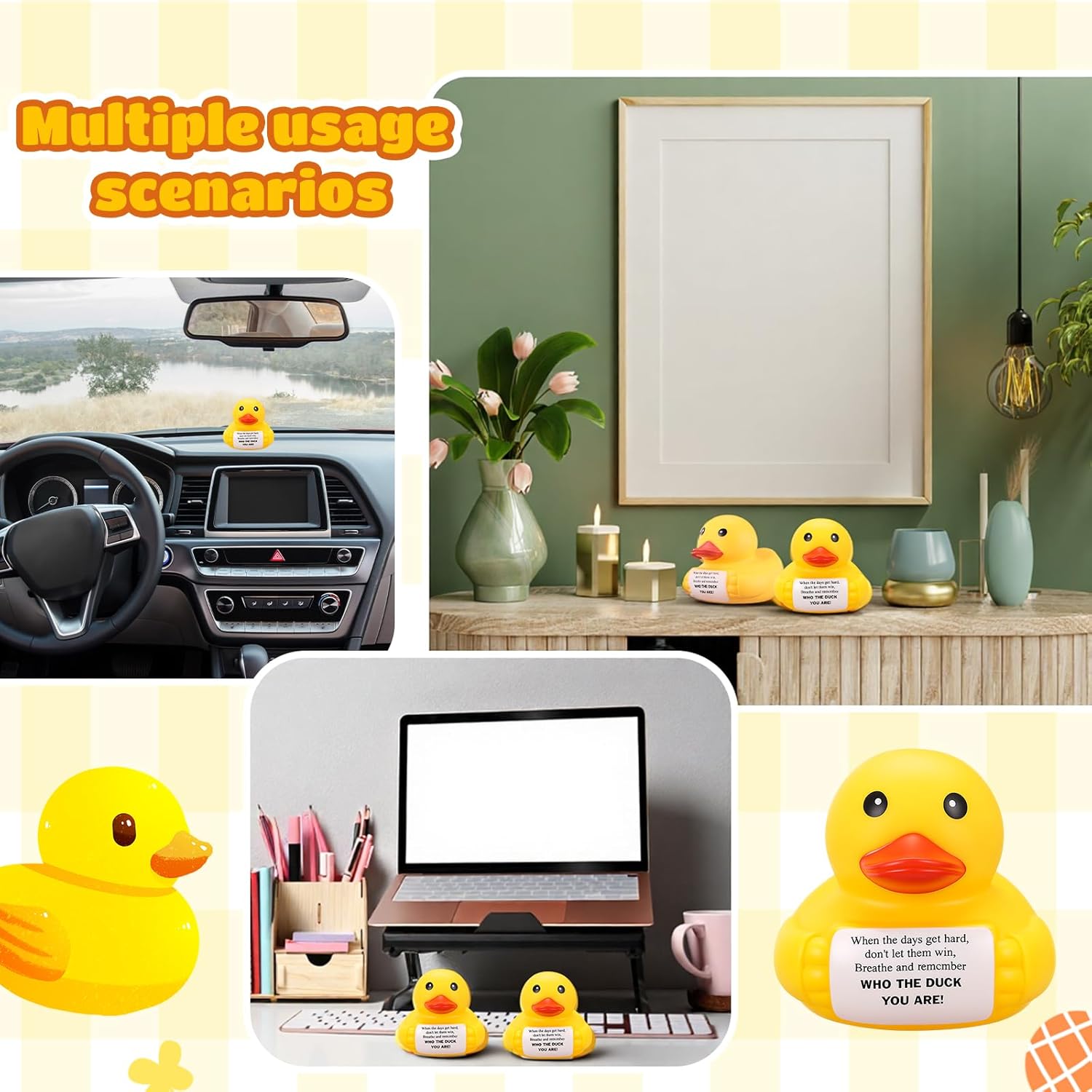 Civaner 7 Inch Emotional Giant Rubber Duck Big Jumbo Positive Yellow Duck Inspirational Gift Large Duckling Toy with Squeaky Sound for Men Coworker Colleges Graduation(Remember Who You are)