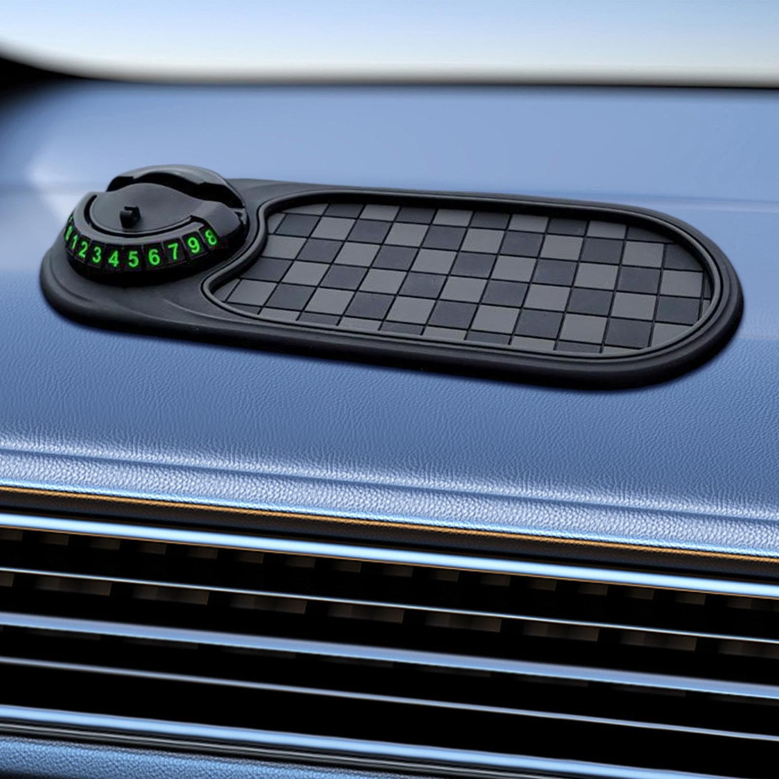 Multifunction Car Anti-Slip Mat Auto Phone Holder, Rotatable Car Phone Holder Dashboard Mat, Multi Function Car Anti Slip Mat, with Parking Number Sticker, for Phones, Glasses, Keys