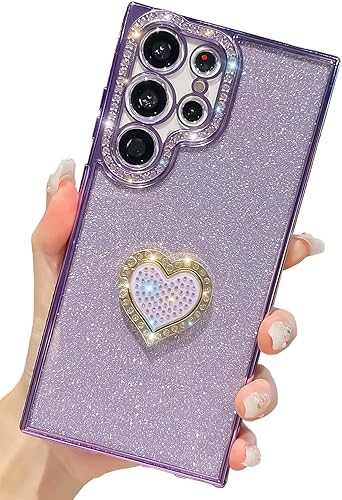 Miniatura 7 de KERZZIL Funda protectora de poliuretano termoplástico suave con purpurina y diamantes de lujo compatible con Samsung Galaxy, para niñas y mujeres