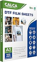 Vista 10 de CALCA 100 hojas de película de transferencia DTF A4, hojas de pretratamiento de PET DTF papel de transferencia de calor para impresión directa
