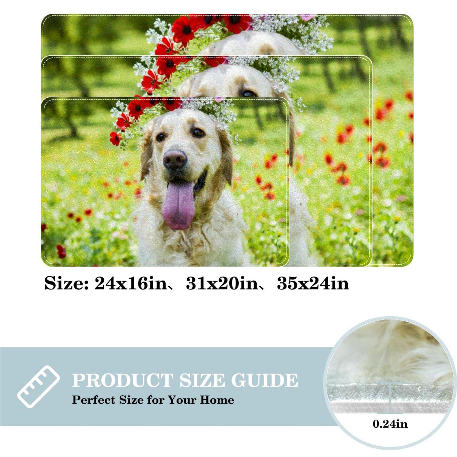 Amazon.co.jp: ゴールデンレトリバー 犬 野の花 エリアラグ、玄関