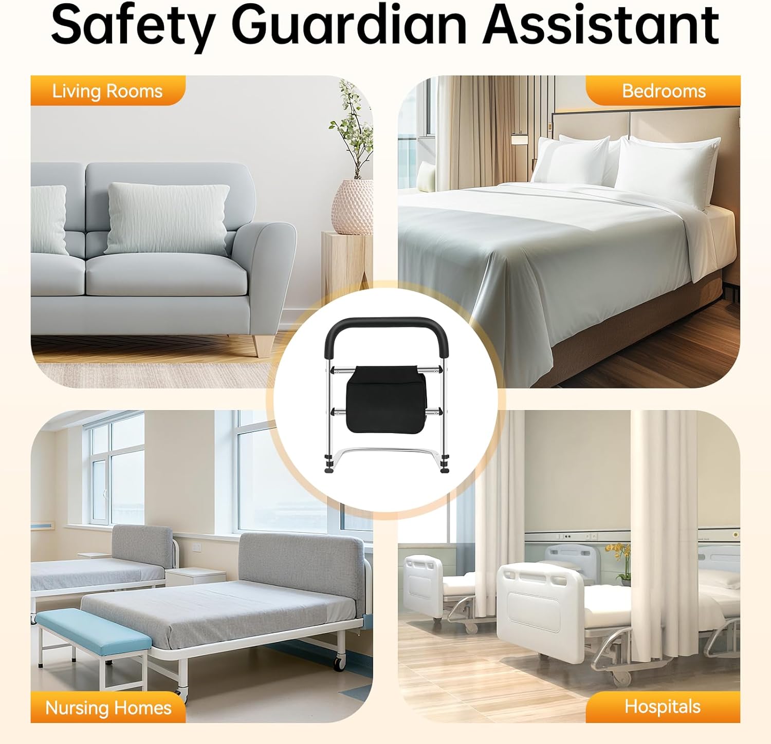 Bed Rail for Elderly Adults Safety, 220 lbs Load-Bearing Stainless Steel Bedside Fall Prevent Grab Bar for The Senior Bed Assist Rail Fits All Bed