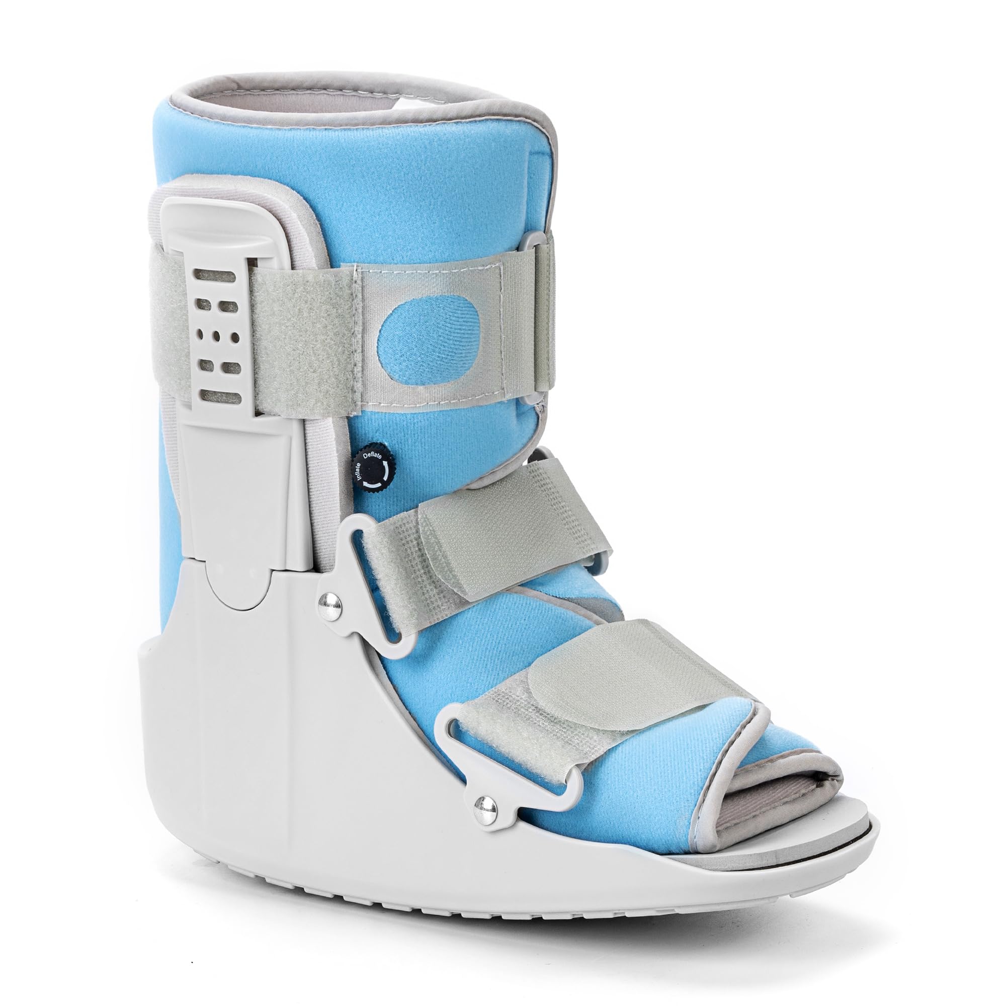 Photo 1 of Jewlri Walking Boot for Broken Foot, Air Cam Walker Boot for Foot Injury Adjustable Fracture Support for Sprained Ankle, Grey Shell with Light Blue Lining for Women Medium