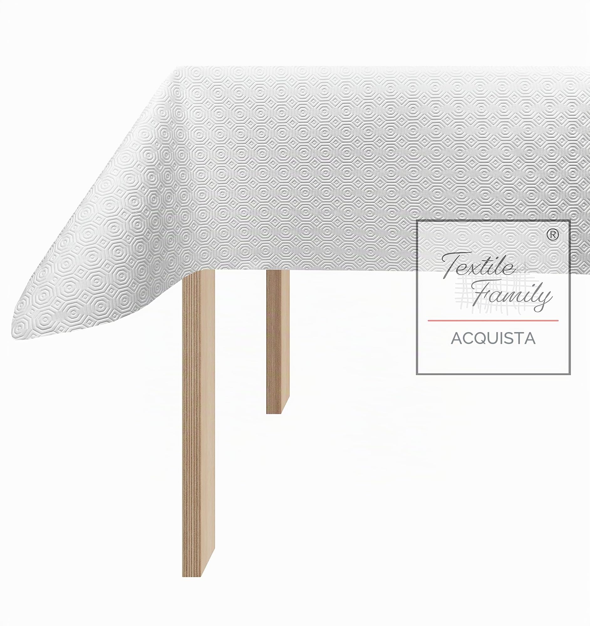Tex Family Ottocento – Sottotovaglia Mollettone Salva Tavolo Bianco – PVC Gommato Antiscivolo e Feltro Antiurto 3 mm – Copritavolo Proteggi Tavolo Antimacchia Lavabile – Made in Italy – Cm. 140x260