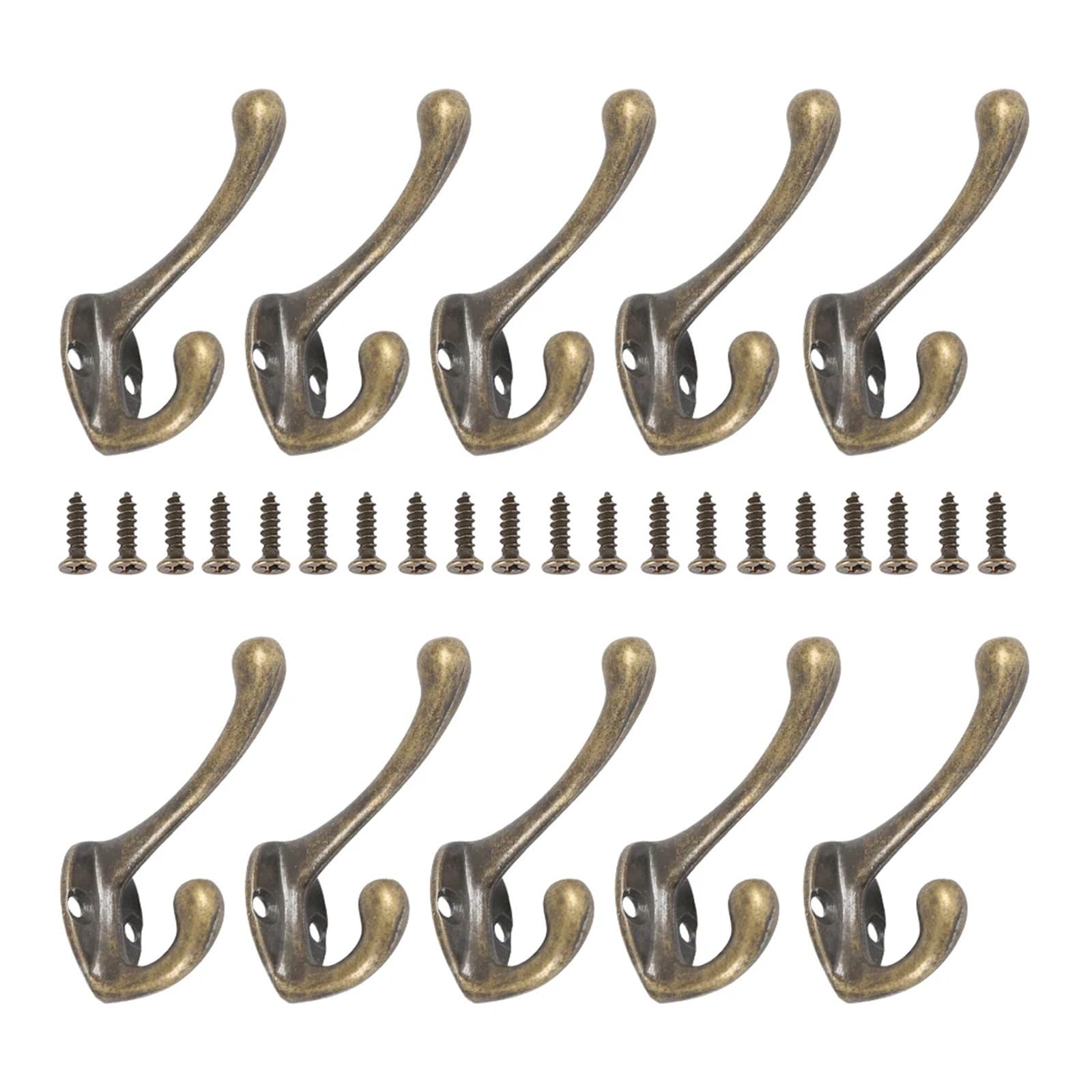 Ganci Appendiabiti 10/20 ganci appendiabiti da parete resistenti, doppi, in bronzo, vintage, con viti, for porta, bagno per bagno o cucina(20PCS)