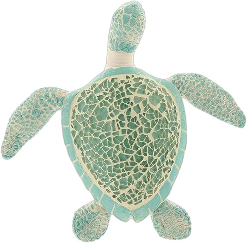 Miniatura 3 de The Bridge Collection Figura de tortuga marina de mosaico costero, decoración de casa de playa con temática oceánica, pieza de exhibición de carcasa