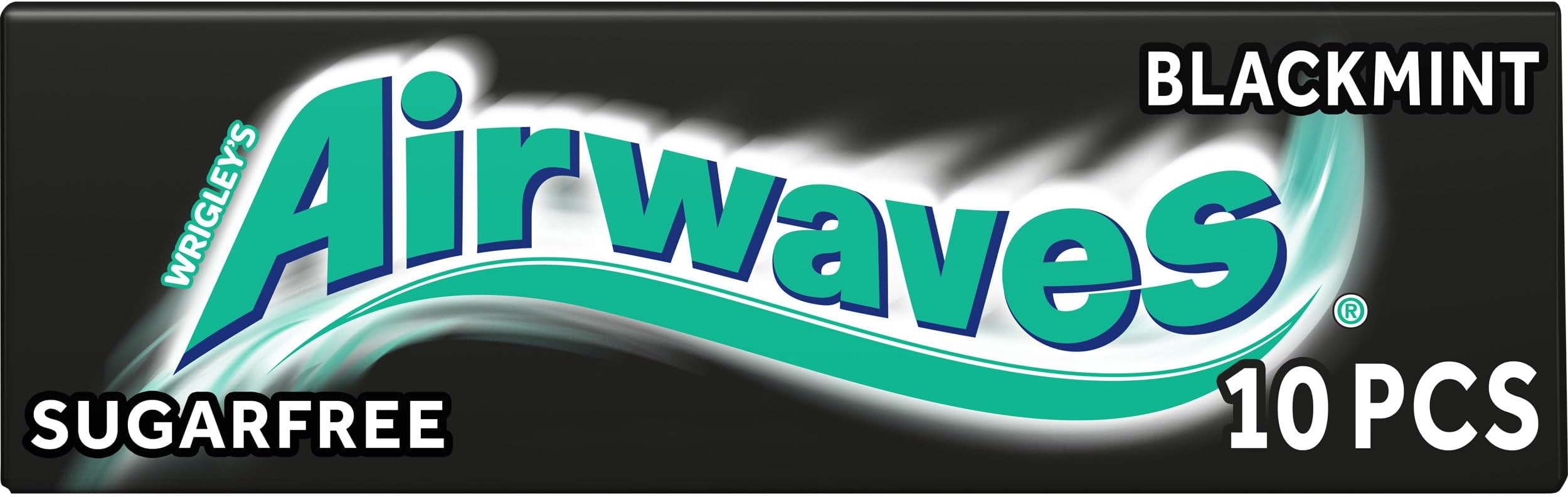 Airwaves Black Mint Sugar Free Chewing Gum Bulk Multipack, 30 x 10 Pieces - Intense Menthol & Anise Gum - Air Travel Essentials, Festival Accessories, Summer Holiday & Road Trip Snacks