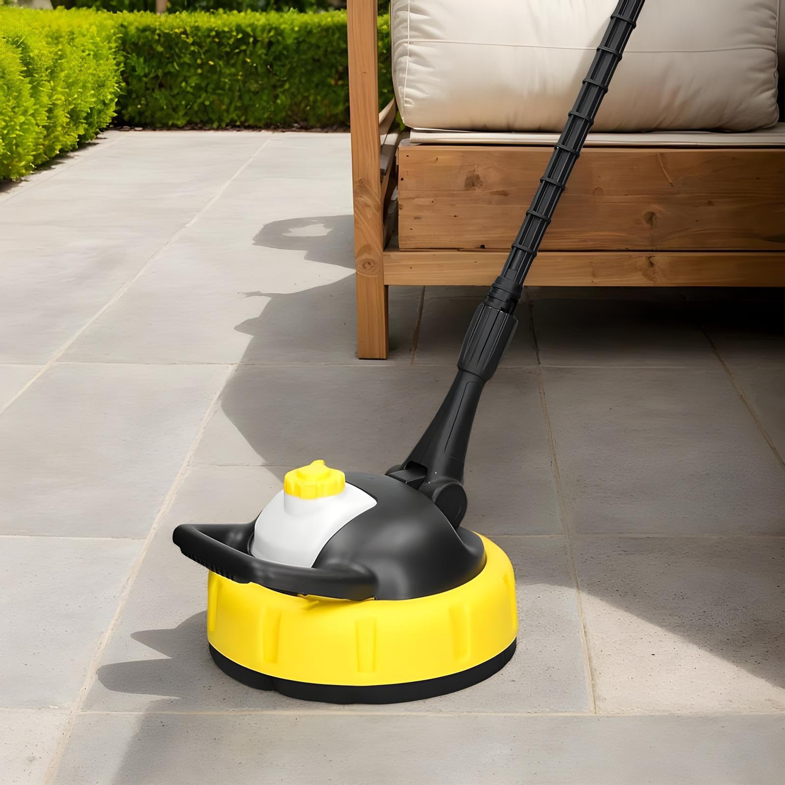 Limpiador de patios - Piezas de lavadoras de alta presión - -K7 (Universal Fit) | Cabezal de cepillo giratorio, soporte de depurador de superficies para entradas, caminos y neumáticos de madera