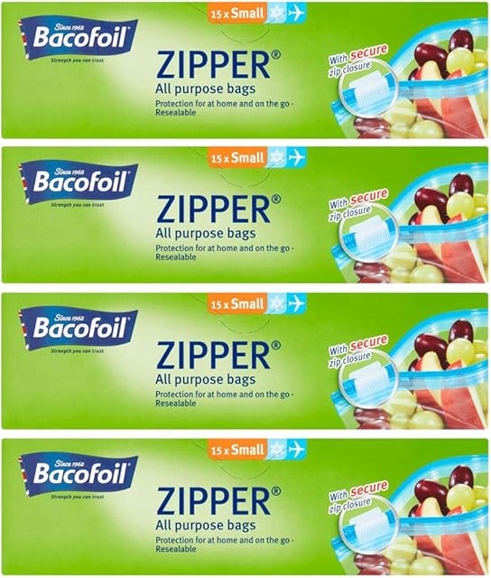 4 x 15 All Purpose Zipper Resealable Bag Small Snadwich Food Freezer Travel