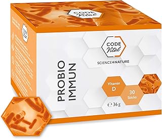 CODE VITAL – Probio Immun | 3 Mrd. Darmbakterien pro Stick | 10 Laktobazillus- und Bifidobakterien-Stämme + Vitamin D zur ...