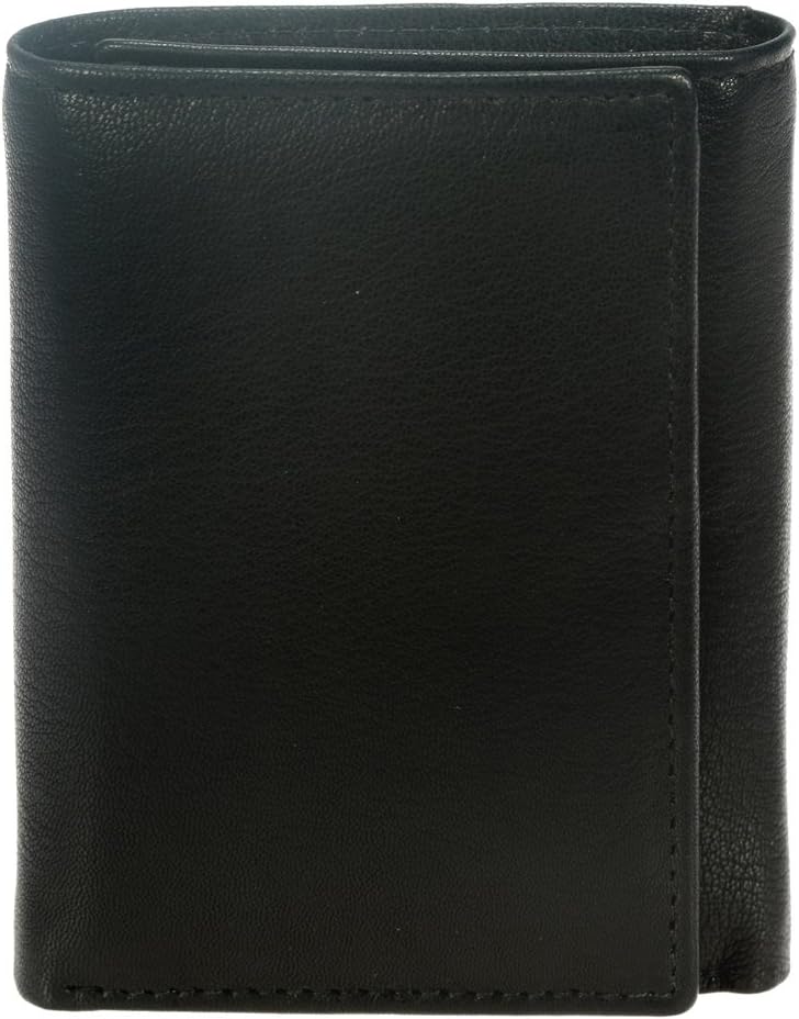 Khadim's Men's and Women's Leather Tri-fold Card Holder (Black)
