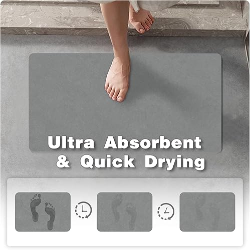 Miniatura 3 de Bathroom Mat Quick Dry, Bathroom Rugs Non Slip Washable Thin Absorbent Bath Mat Fits Under Door Bathroom Floor Mat Perfect for Bath, Shower, or Sink