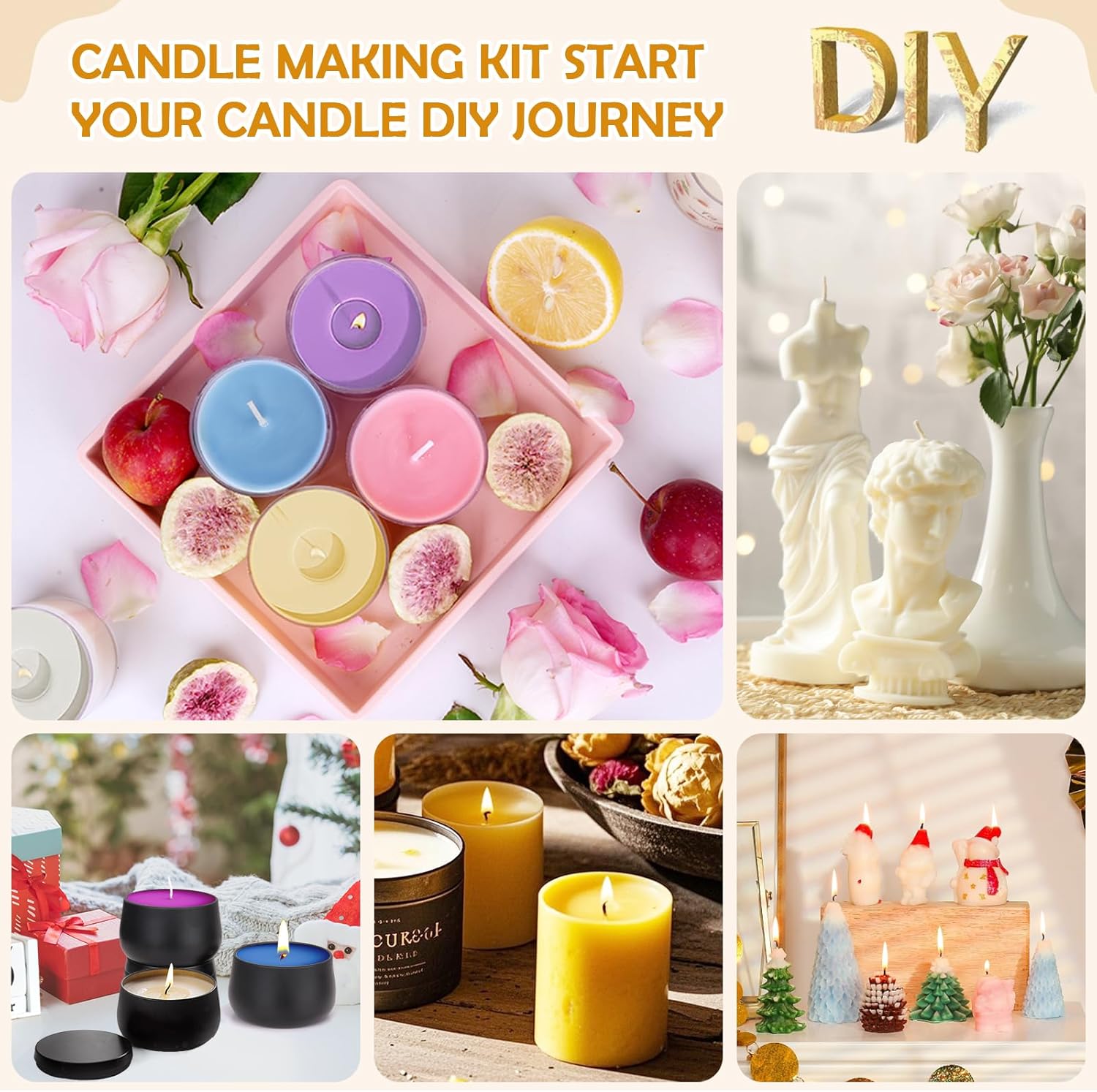 KIYTARBOO Candle Making Kit with Wax Melter, DIY Soy Candles Making Supplies for Adults and Beginners, Complete Jar Candle Kit for Starter, Perfect as Home Decoration Party Gift