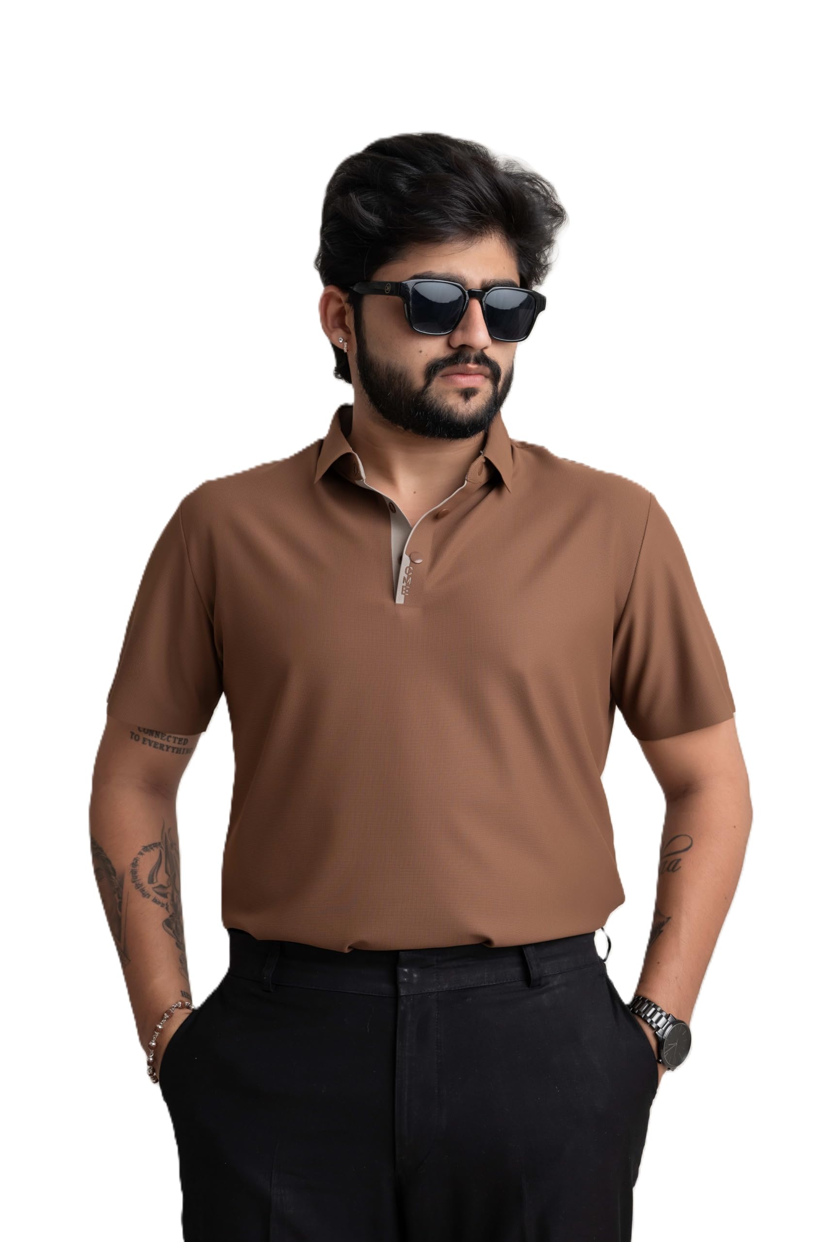 globwe Dark Copper Polo T-Shirt, Stitchless Imported Fabric, Slim Fit-picture-51