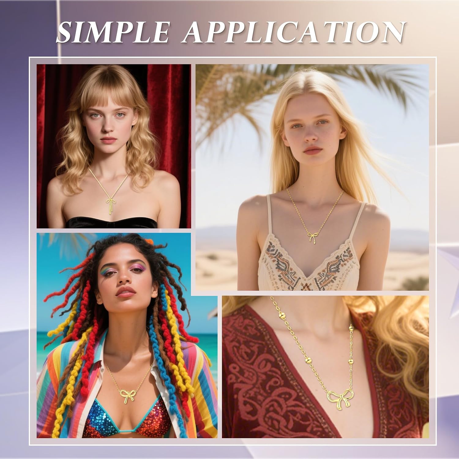 Gold Bow Necklaces for Women Trendy Cute Bow Pendant Choker Chain Necklace Dainty Bow Jewelry Christmas Gifts - Image 3