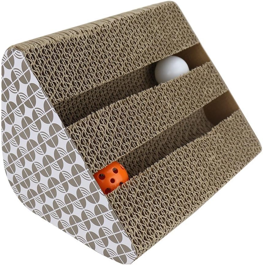 Chenci Cat Scratching Pads, Cat Scratcher Cardboard Toy with Inside bell-Balls and Free catnip