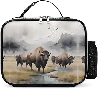 Lunch Bag Grazing Herd Print Insulated Snack Bag With Zipper Closure For Office Outdoor Use Commuting