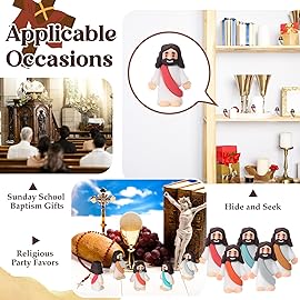 Bememo 25 Pcs Little Jesus Figures Original Design Mini Rubber Jesus Toys to Hide and Seek Religious Party Favors Sunday School Baptism Gifts(Bohemian Color)