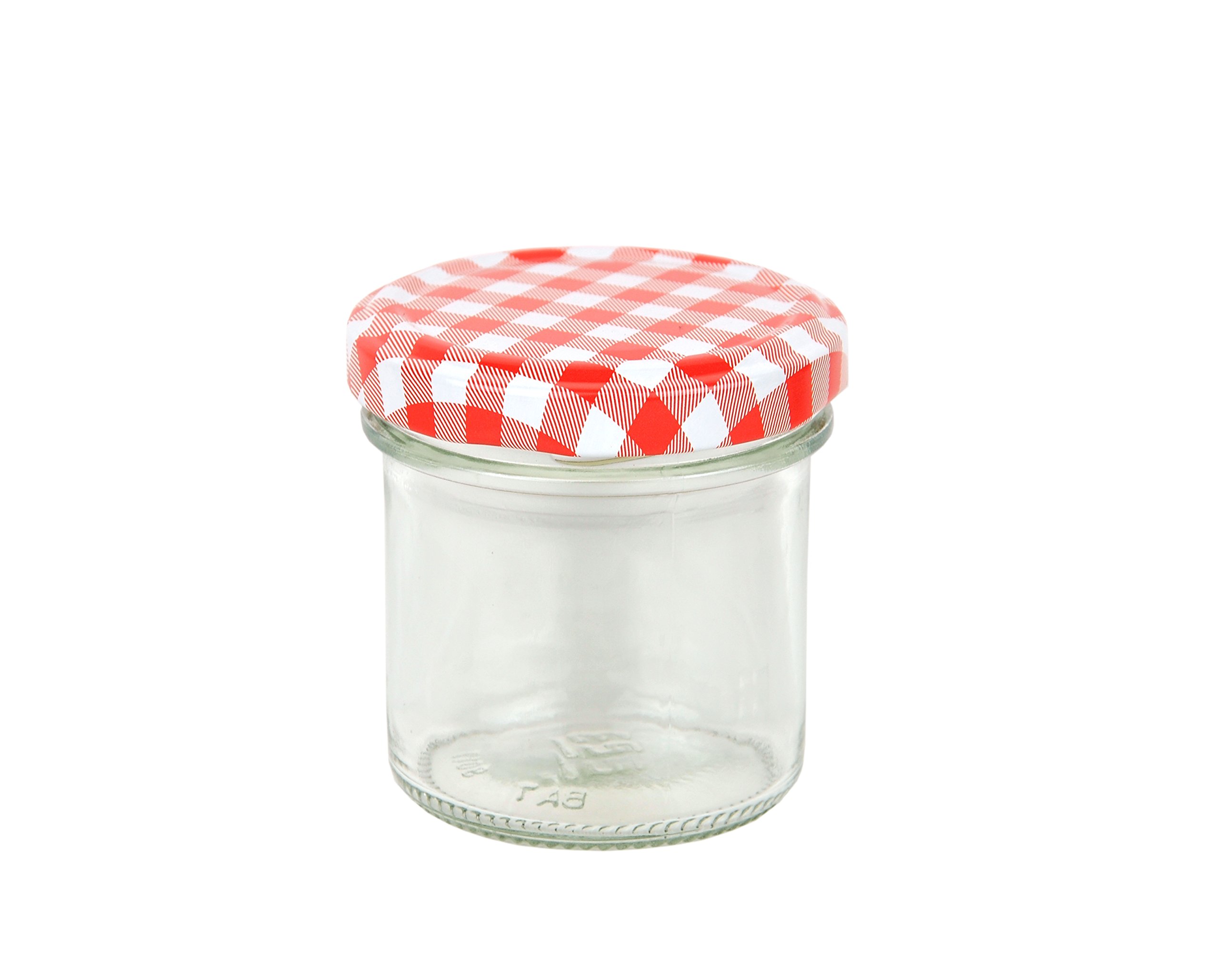MamboCat 75er Set Sturzgläser 167 ml Deckelfarbe rot weiß kariert to 66 inkl. Diamant Gelierzauber Rezeptheft, Marmeladengläser, Einmachgläser, Einweckgläser, Gläser