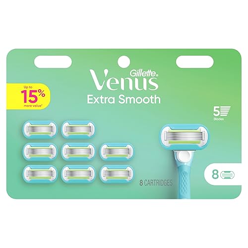 Miniatura 7 de Gillette Venus Cuchillas de afeitar extra suaves para mujer, repuestos de maquinilla de afeitar de 5 cuchillas, 8 unidades