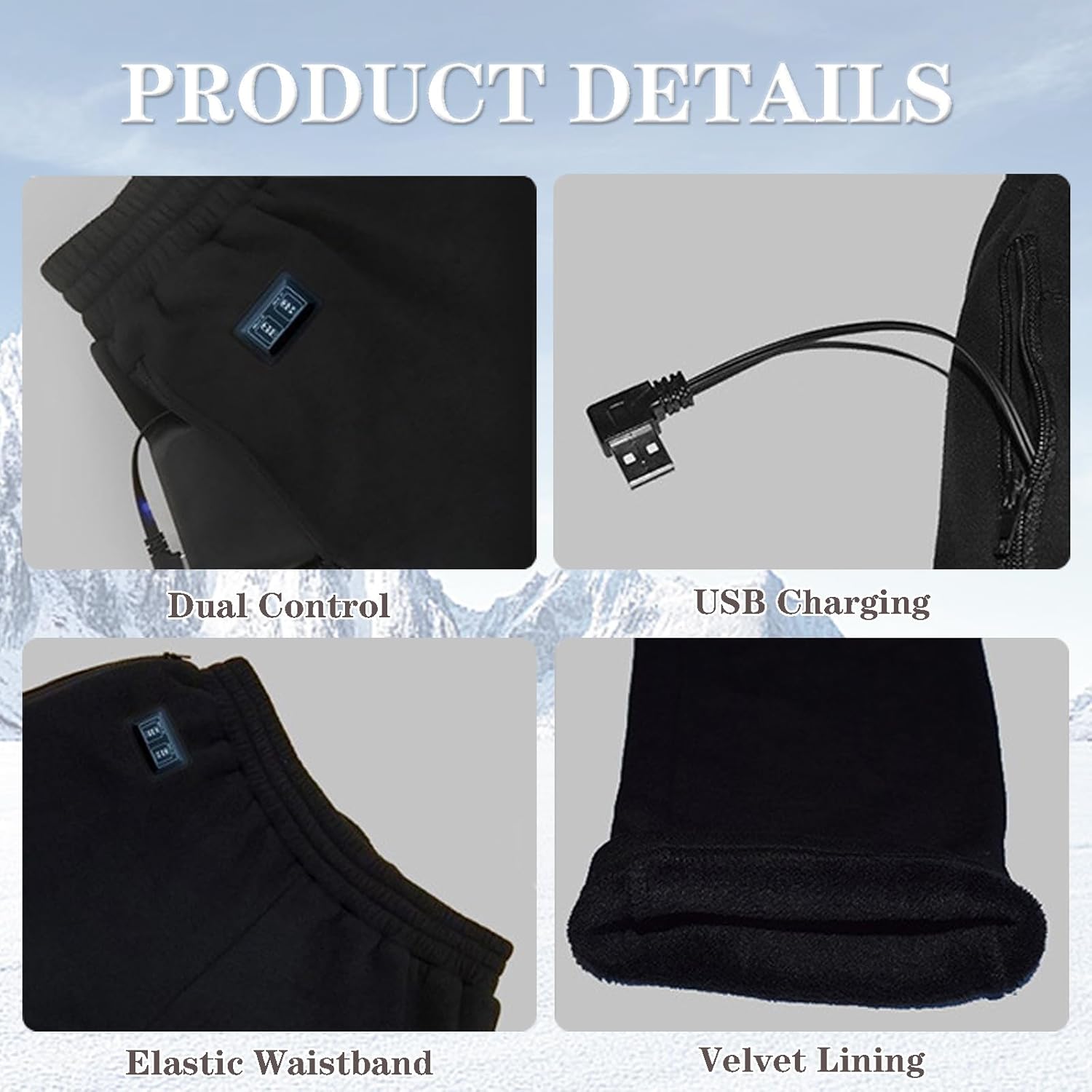 Men Heated Thermal Underwear Set USB Charge 22 Zone Electric Heating Base Layer Top Bottom Set for Women