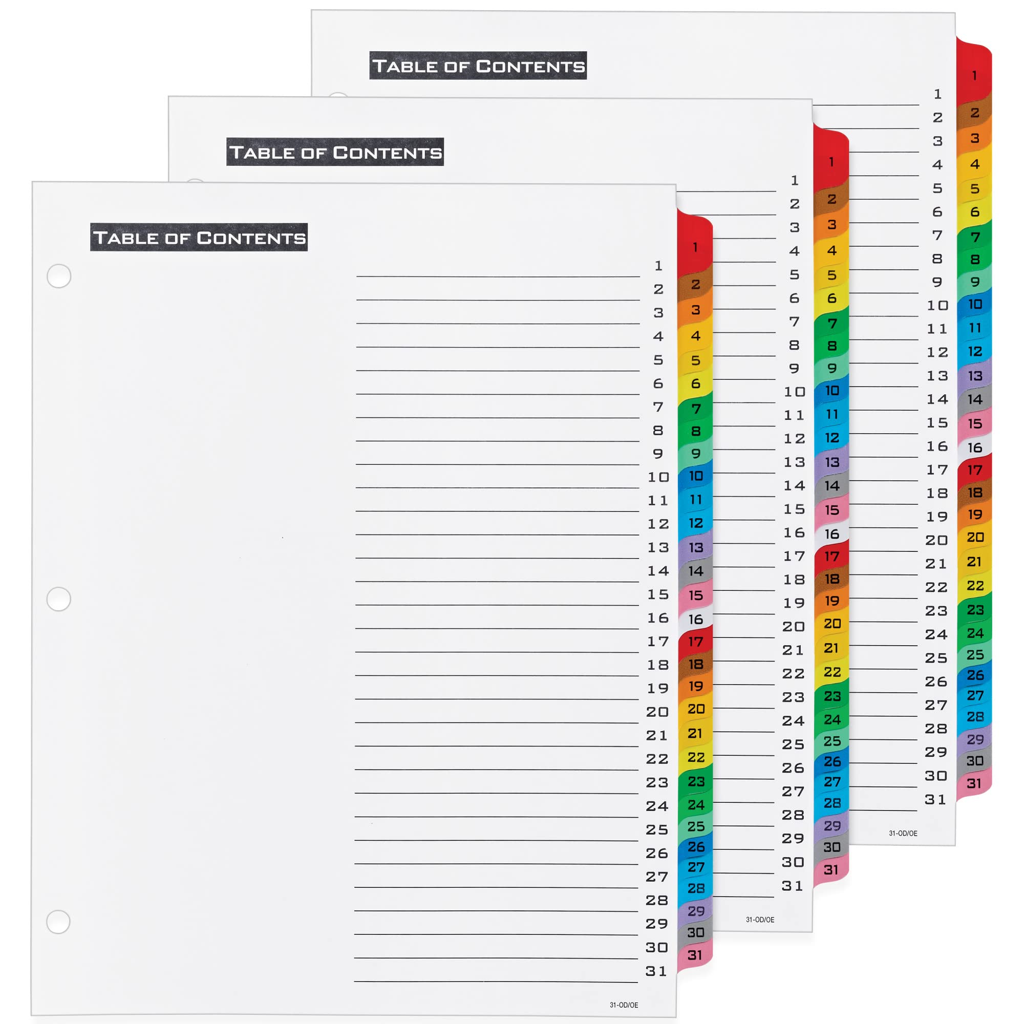 Amazon.com : Office Essentials 1-31 Tab Table 'n Tabs Dividers for 3 ...