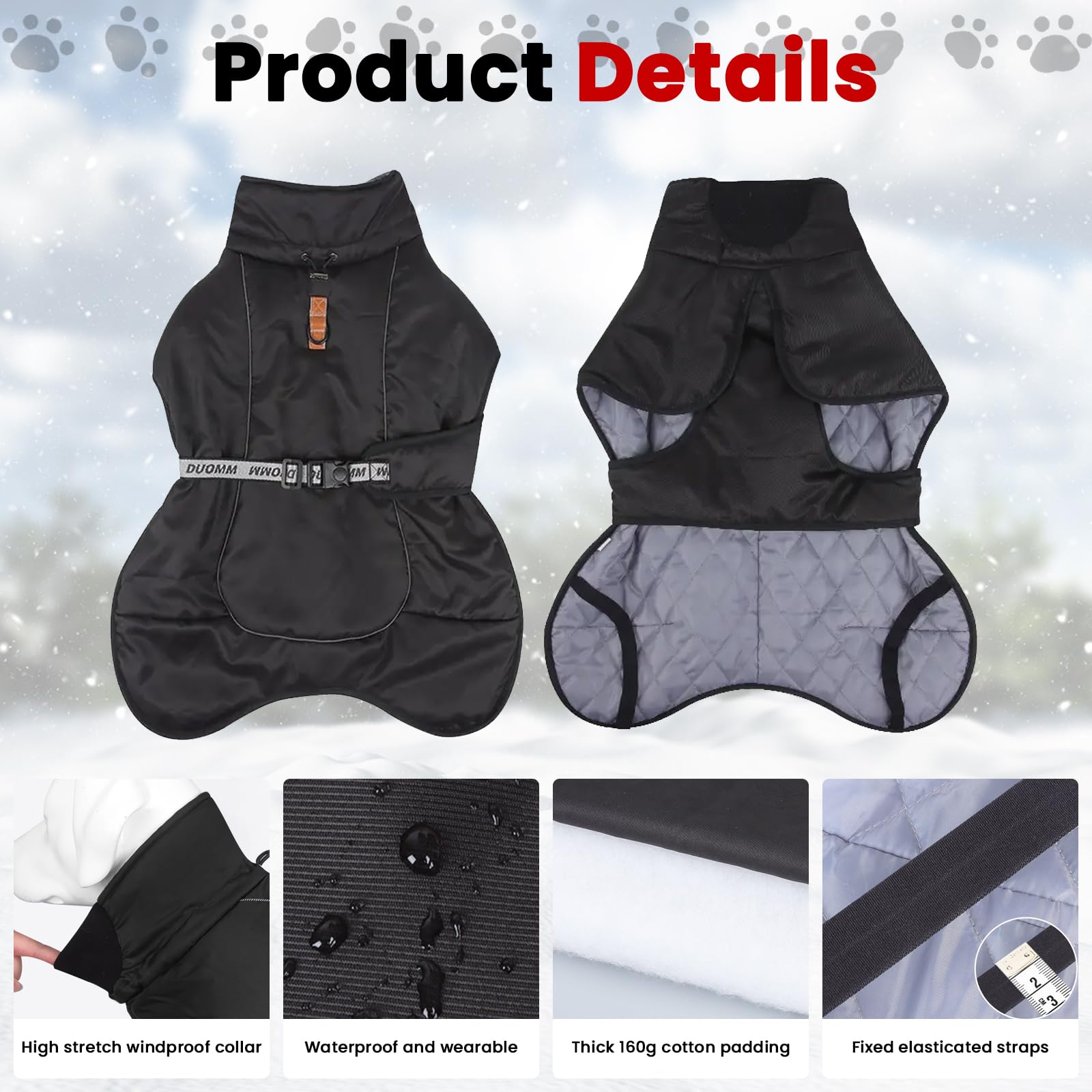 Janety Dog Coat Winter Windproof Warm Dog Jacket with Reflective Stripes - Image 3