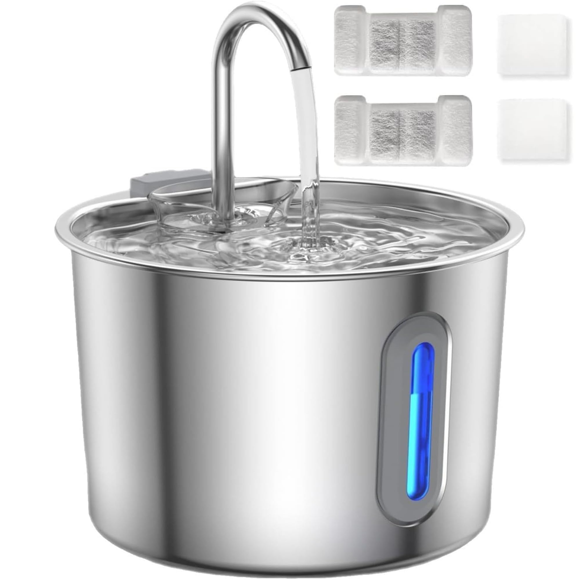 Cat Water Fountain for Drinking,Advanced 304 Stainless Steel 2.2L/74oz with Detachable Tank, Easy to Clean, Automatic Pet Fountain Cats Water Dispenser, Auto Kitty Watering Supplies, Dogs