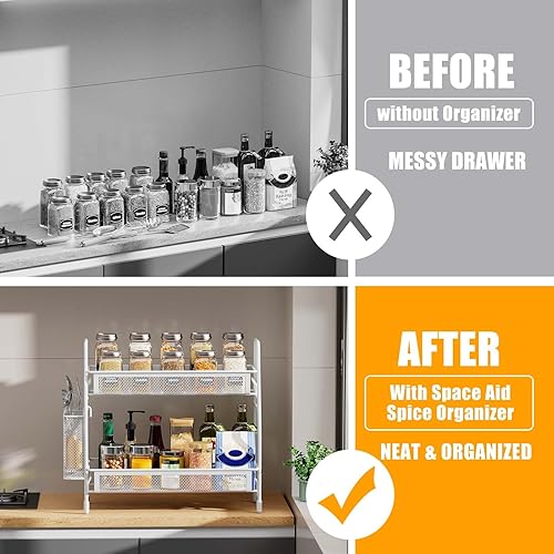 Miniatura 3 de Famhap Organizador de encimera de baño, organizador de baño con cesta lateral, organizador de encimera de cocina, organizador de estante de especias