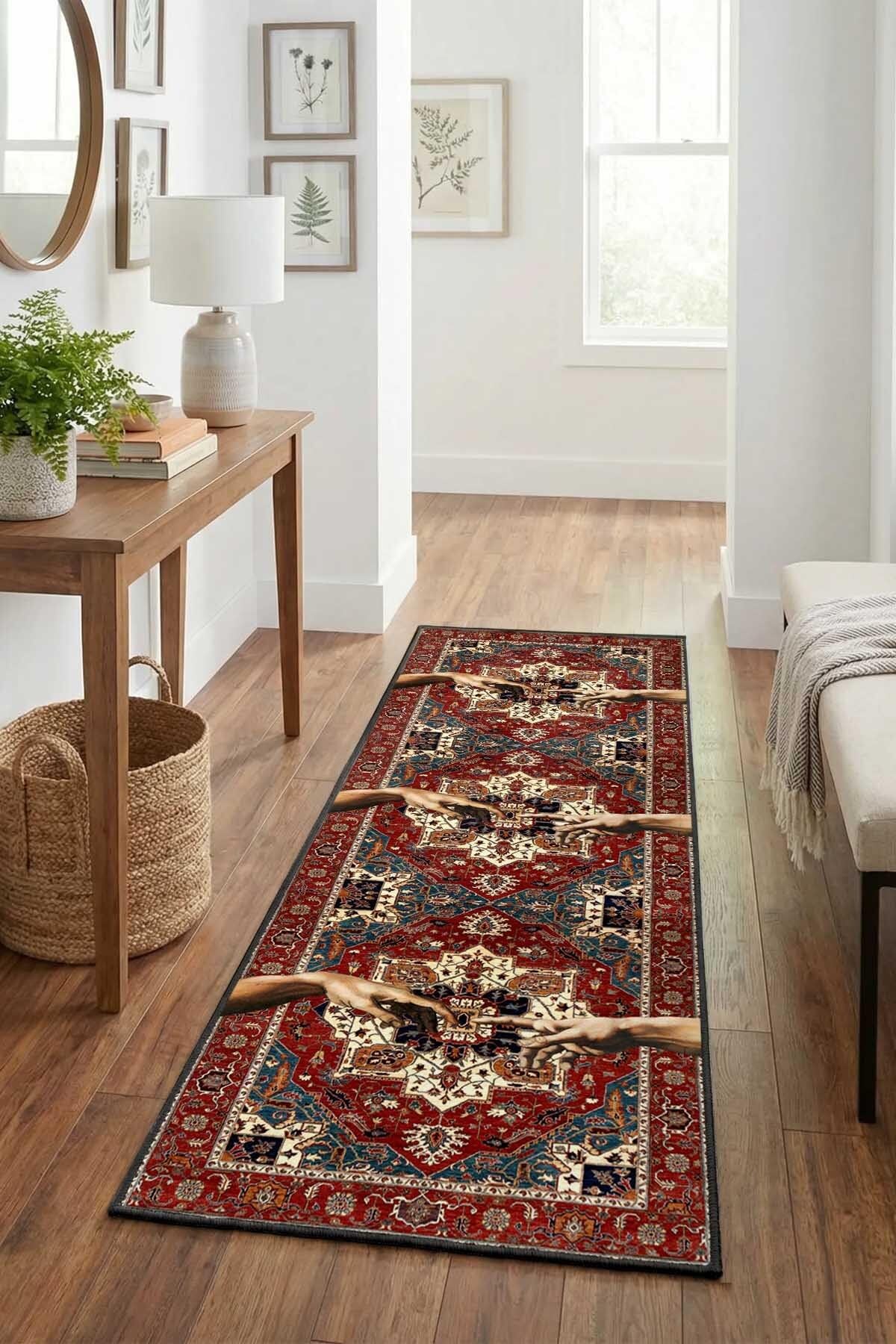 Monnhein Vizon Yolluk Vtg1000 - Yıkanabilir, Kaymaz Taban, Dijital Baskılı, Leke Tutmaz, İnce Hav, Modern Koridor, Mutfak, Antre ve Salon için Dekoratif Yolluk