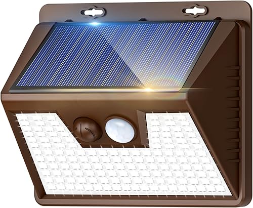Miniatura 12 de Kolpop Luces solares para exteriores, paquete de 2, 140 LED/3 modos, luces de pared con sensor de movimiento alimentadas por energía solar, Blanco