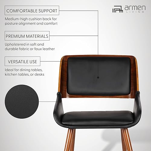 Miniatura 43 de Armen Living Silla de comedor Panda en tela gris y acabado de madera de nogal, 25 pulgadas de profundidad x 20 pulgadas de ancho x 31 pulgadas de