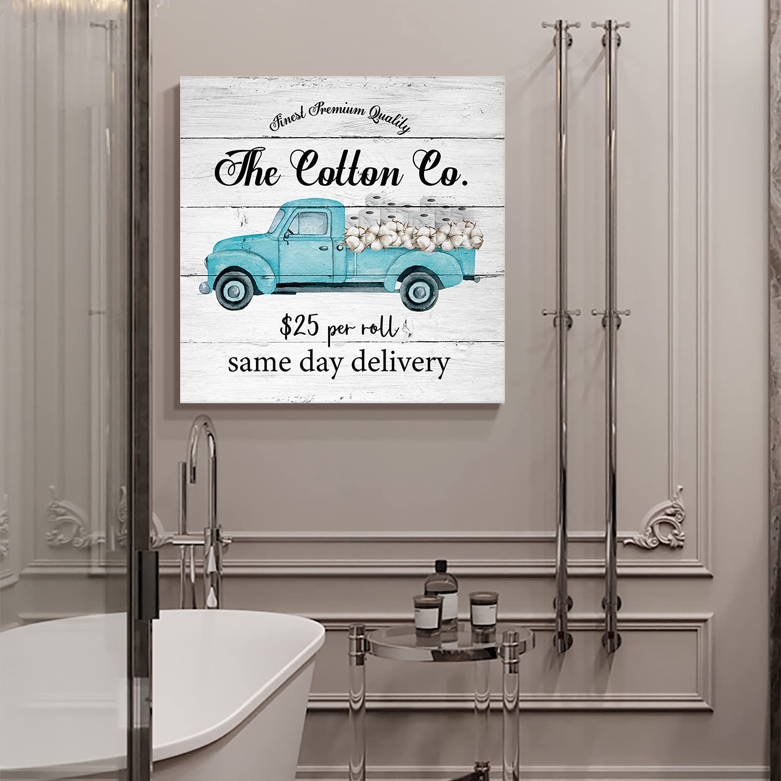 Amazon.com: Canvas Wall Art Blue Truck with Toilet Paper