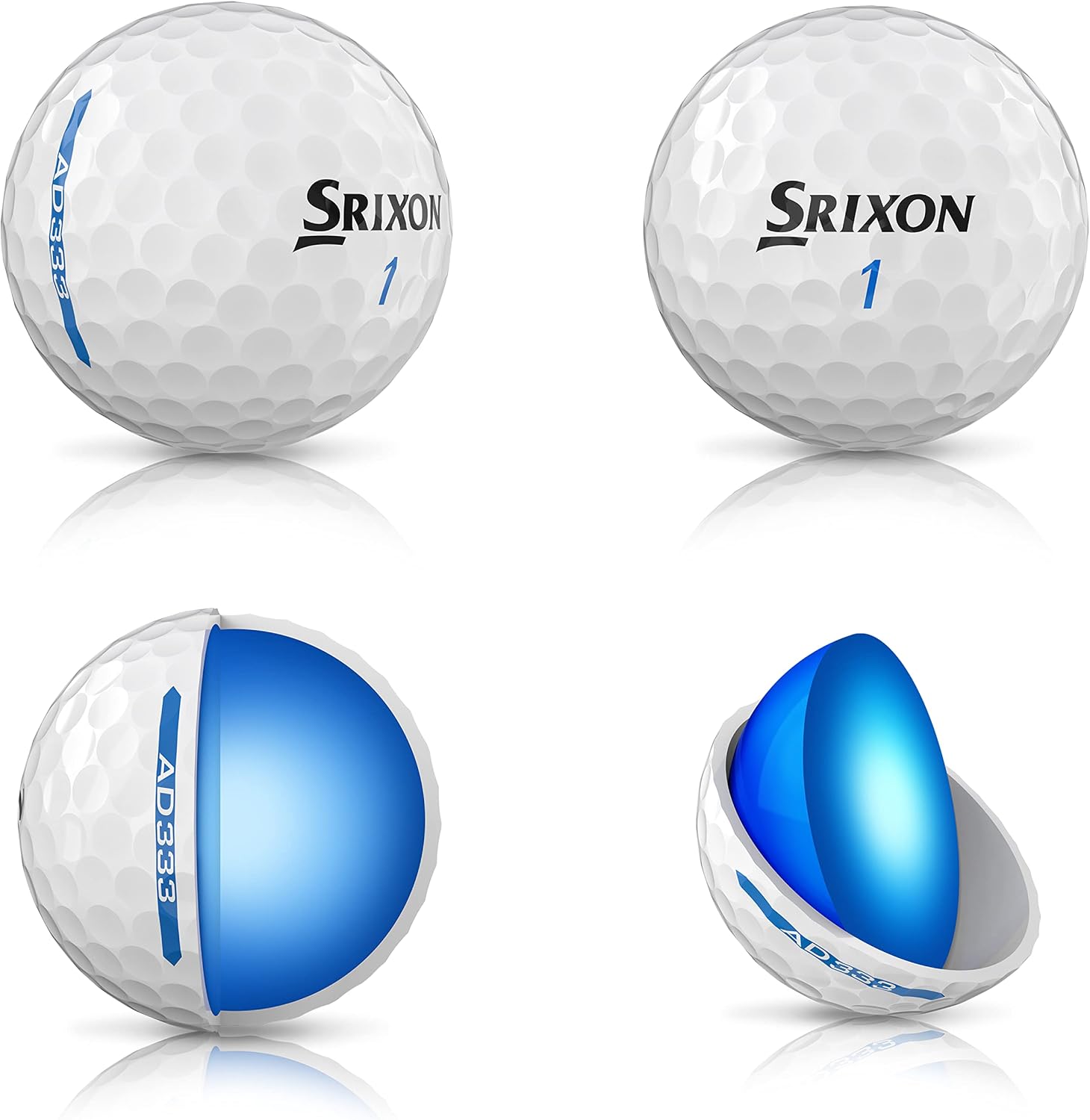 Srixon AD333 Golf Ball, Men, White, 12 Balls