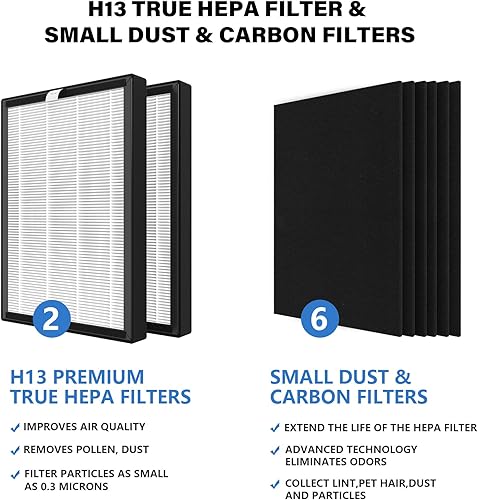 Miniatura 3 de Filtro de repuesto ProHEPA 9000 compatible con los adaptadores VEVA ProHEPA 9000 Air Pur, incluye 2 filtros HEPA verdaderos y 6 filtros de carbono