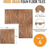 Vista 3 de HomeCube USA - Baldosas de espuma entrelazadas con veta de madera de 3/8 pulgadas de grosor para hogar, oficina, espacio de equipos