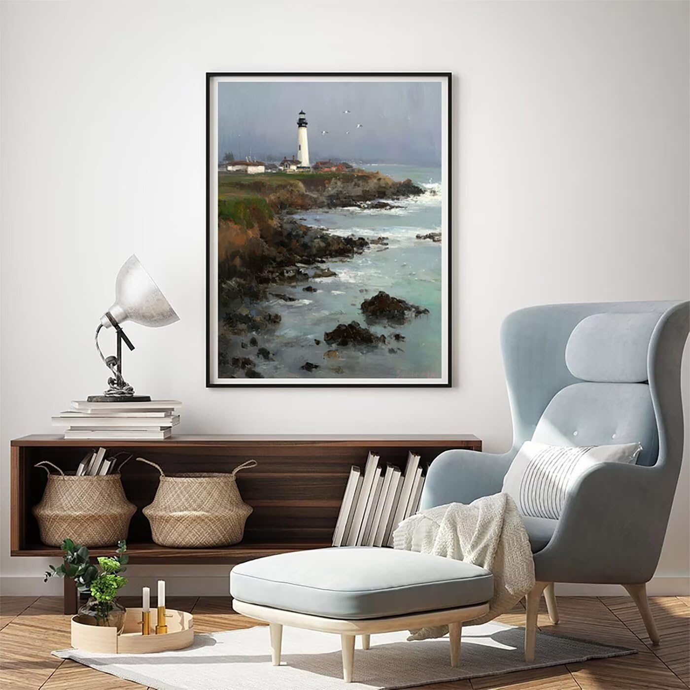 Landschaft Leuchtturm Malen Nach Zahlen Erwachsene, Paint by Numbers Adult Anfänger Kreativ Set, Heimwerk Malen Nach Zahlen Kinder, Pinsel und 36 Acrylfarbe Als, Deko Wohnzimmer 60 x 80 cm BJHWK518