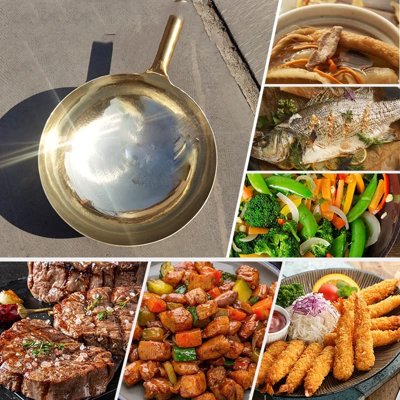Wok de cobre hecho a mano con cuerpo completo 32cm miniatura 3