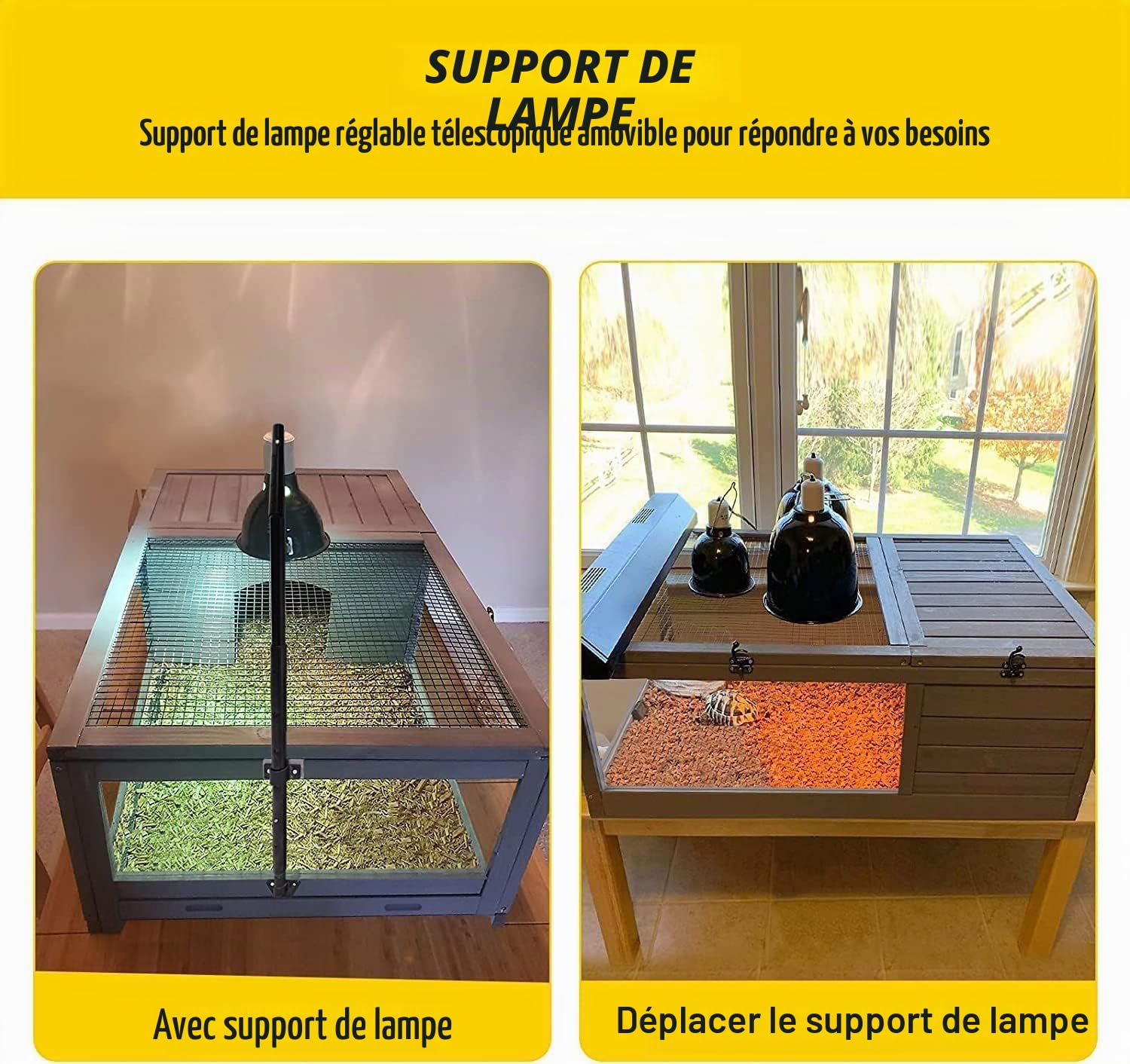 Tortoise Habitat Enclos en Bois pour Tortues d'extérieur et d'intérieur Grande Cage à Tortues pour Petits Reptiles, Plateau extractible des Deux côtés