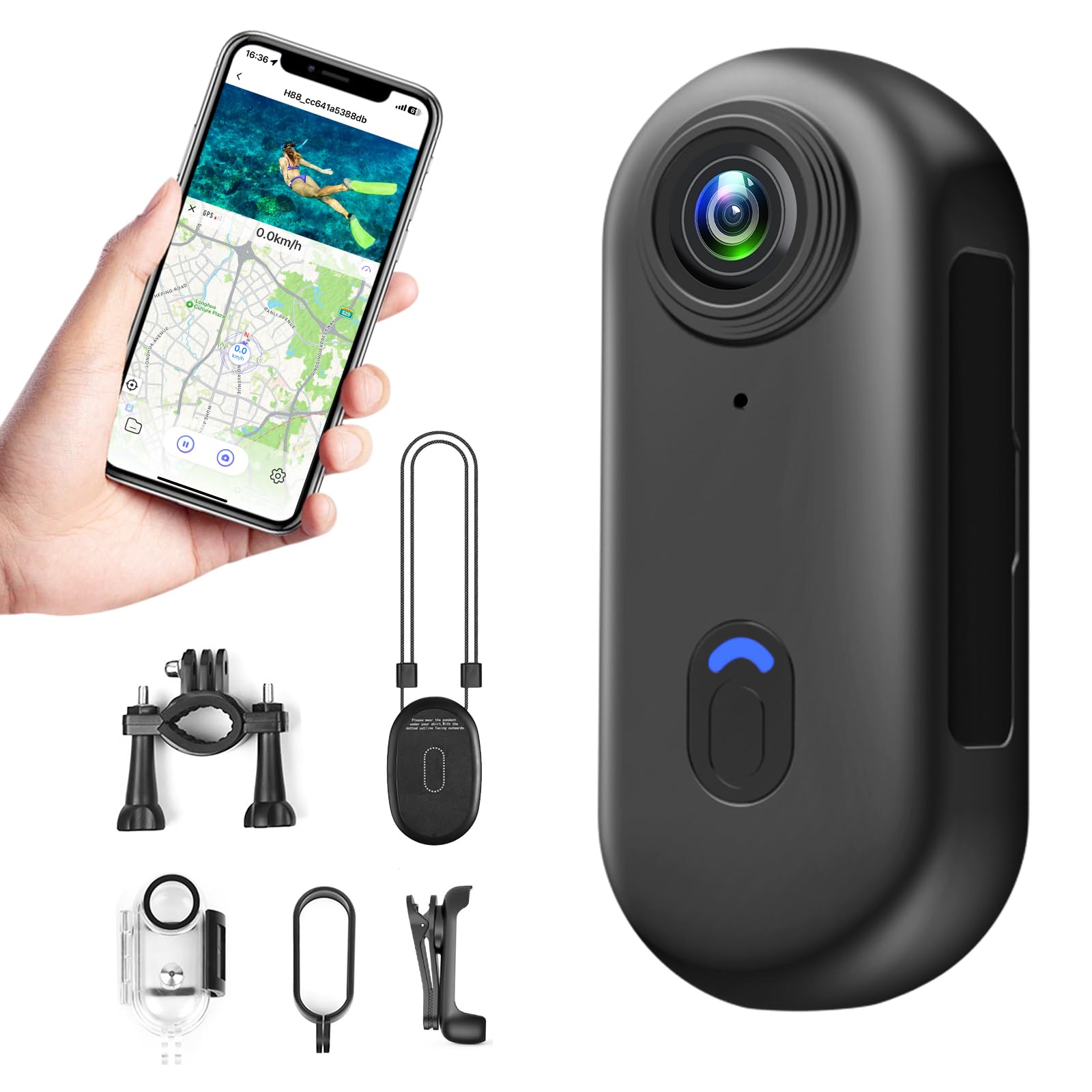 Caméra D'action Mini 4K étanche Moovora - Clip Magnétique, Autonomie 120 Min, WiFi - Pour Sport, Vélo, Moto, Vlog - Accessoires Inclus (support, Sangles)