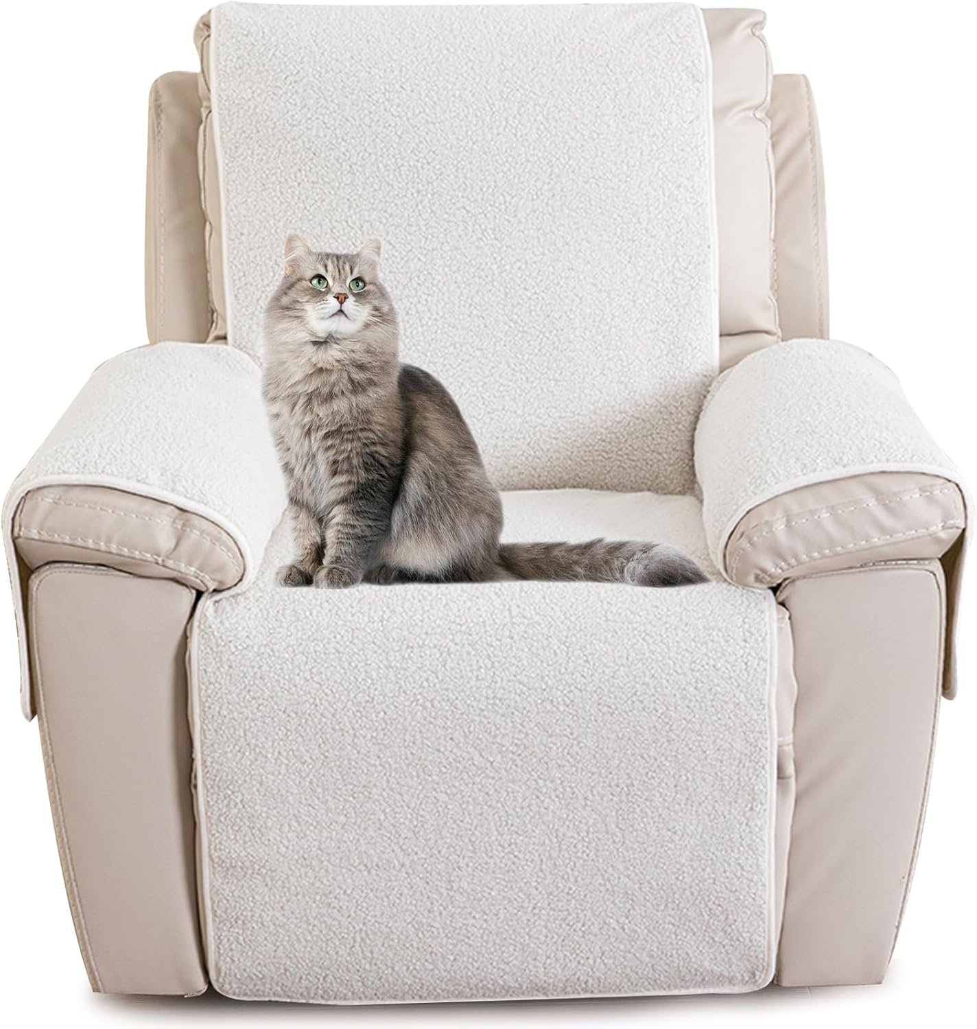 Sofa Armrest Cover, Recliner Chair Protector, Furniture Protector Slip, Lamb Velvet Armchair Slipcover Nonslip Furniture Protector for Pets Leather Sofa Couch (Camel,(30 * 91") 76 * 231CM)