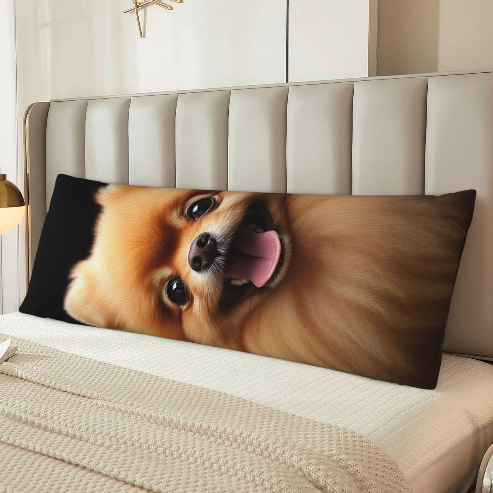 Pomeranian Body Pillow Case Cover, Microfiber Long Pillow Cases, Ultra Soft and Cozy Plush Body Pillowcase Decorative Long Bed Pillow Cover for Sleeping 20x54 Inches