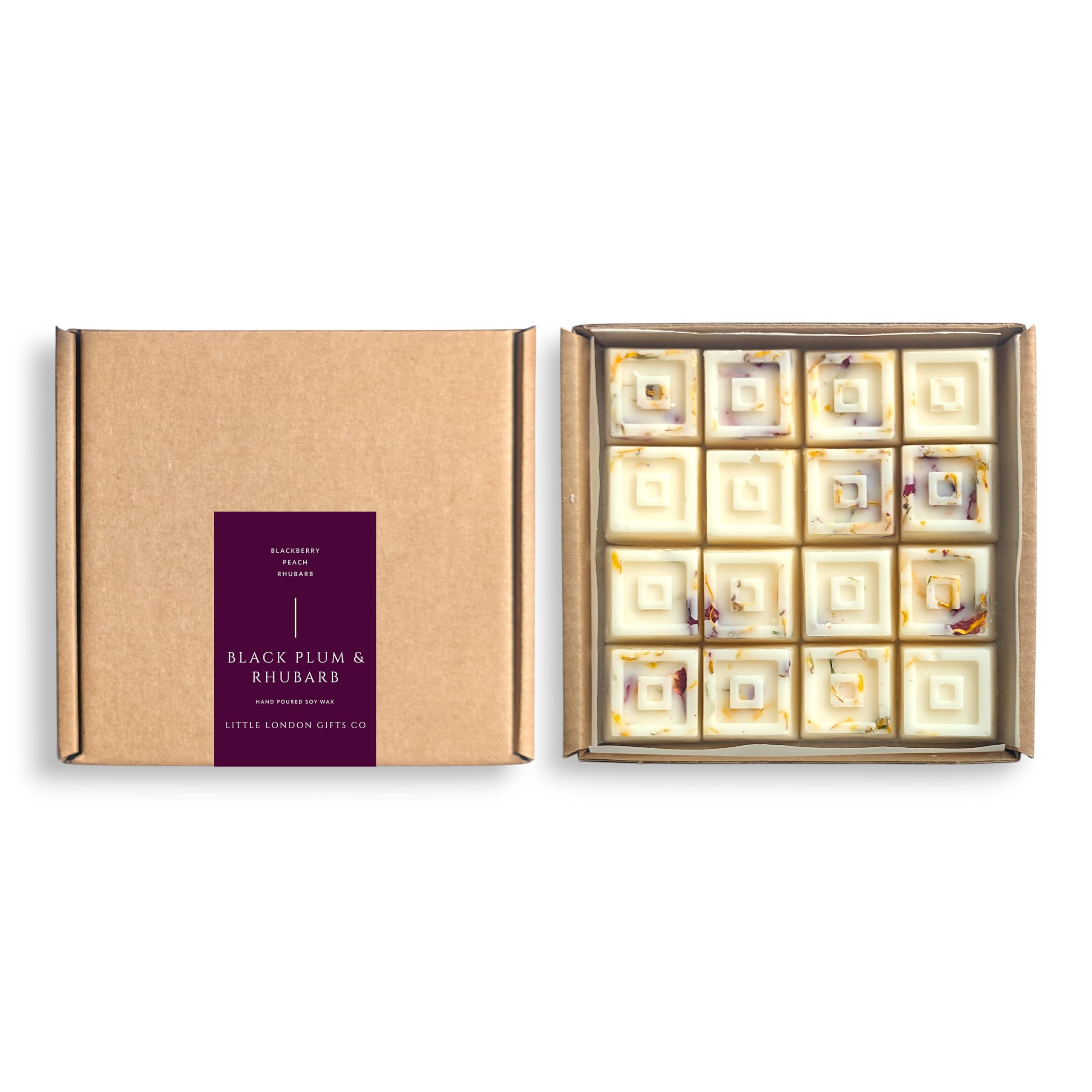 Wax Melts Gift Set, Black Plum & Rhubarb - 16 Pack, Soy, Various Scents - Perfect for Gifts (Black Plum & Rhubarb)